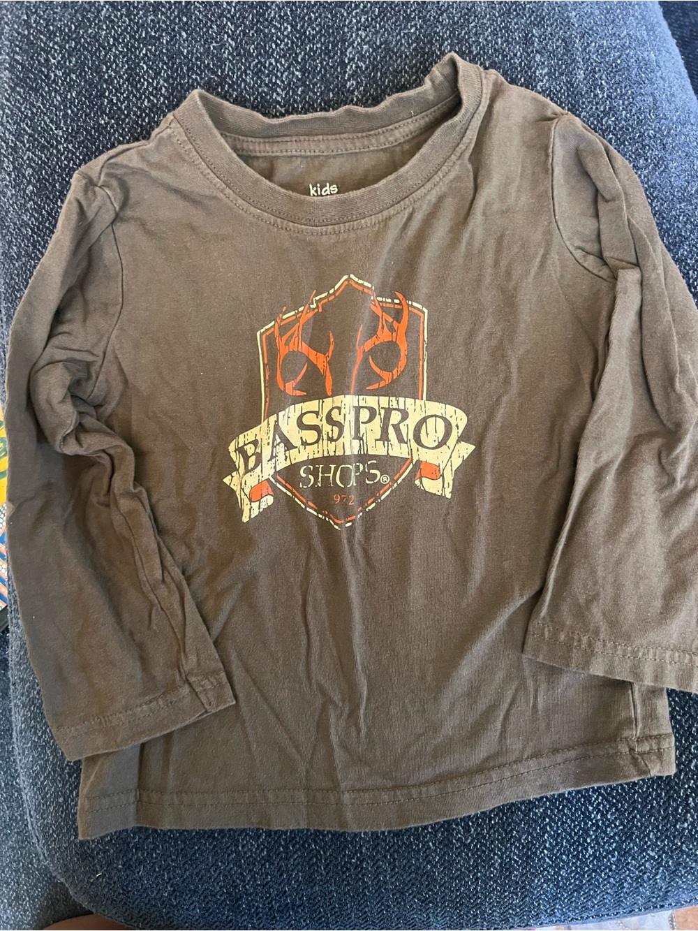 Bass Pro Shops Kids Brown Long Sleeve Tee with Logo Shield